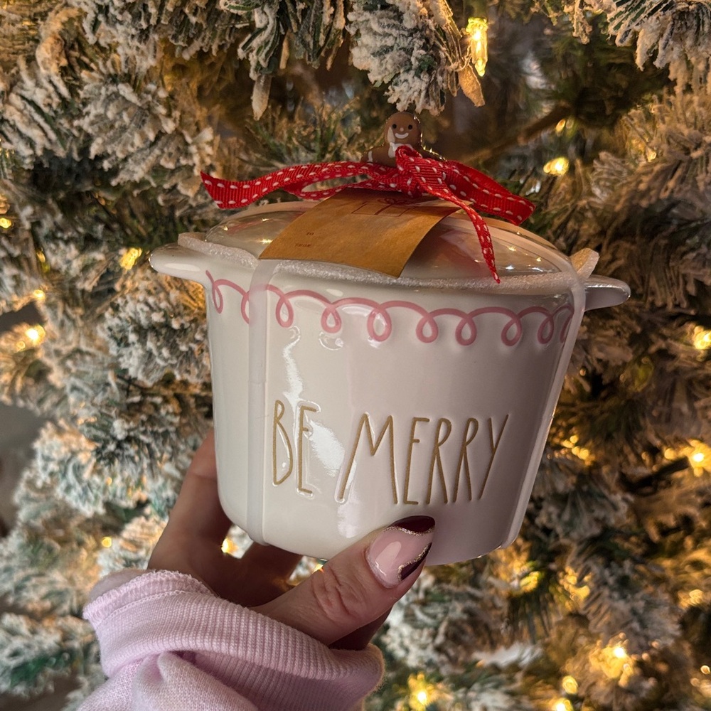 Rae Dunn Christmas Be Merry Mini Baking Dish with Lid Gingerbread Man NWT